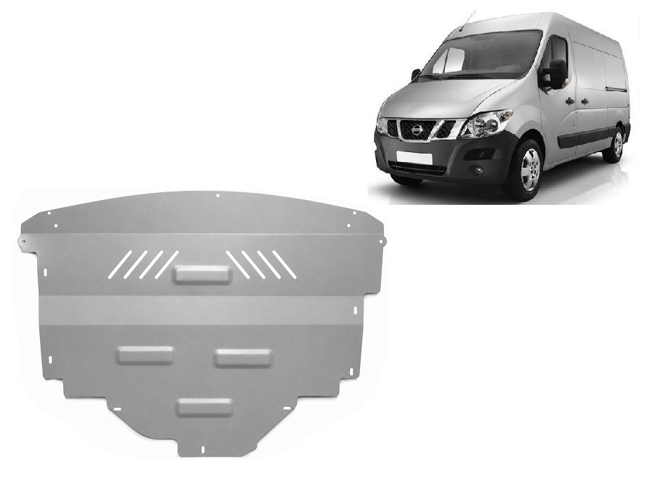 3 mm aluminium engine, gearbox and radiator skid plate for Nissan NV400 (2010–2021)
