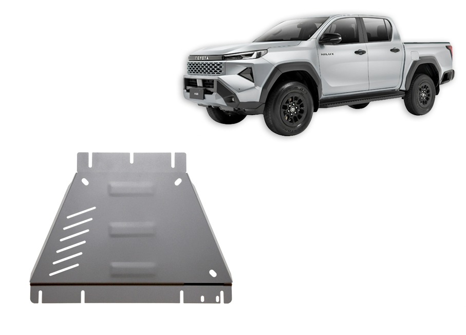 Toyota Hilux 2026 gearbox skid plate in 4 mm aluminium